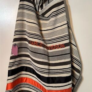Harley-Davidson Striped Kids Hooded Bath Towel - Black, Gray, and Orange